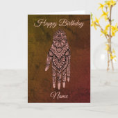 Mehndi Hand Tattoo Art Personalized Birthday  カード (黄色い花)