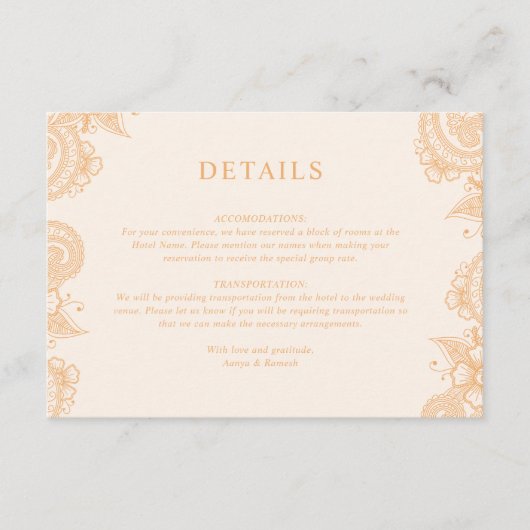 Mehndi Hennaのエンク結婚ロージャカード エンクロージャーカード (正面)