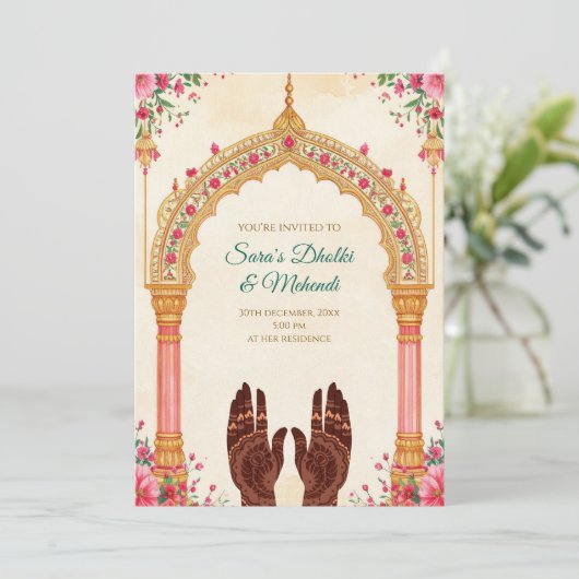 Mehndi invitations Digital Dholki invites 招待状 (スタンド正面)