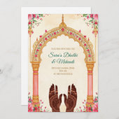 Mehndi invitations Digital Dholki invites 招待状 (正面/裏面)