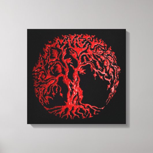 Mehndi Tree of Life (Henna) （赤） キャンバスプリント (正面)