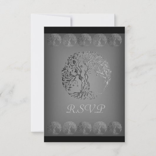 Mehndi Tree of Life (Henna) (Silver) 出欠カード (正面)