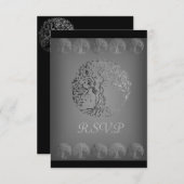 Mehndi Tree of Life (Henna) (Silver) 出欠カード (正面/裏面)