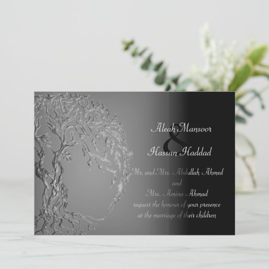 Mehndi Tree of Life (Henna) (Silver) 招待状 (スタンド正面)