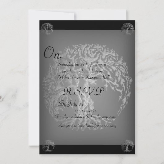 Mehndi Tree of Life (Henna) (Silver) 招待状 (裏面)