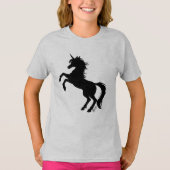 Mei Yu著威厳のあるなユニコーンの芸術の女の子の灰色のTシャツ Tシャツ (正面)