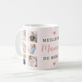 Meilleure Maman Du Monde Photo Collage Blush Pink コーヒーマグカップ