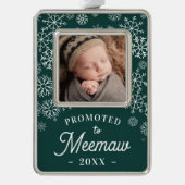 Meimawに昇格 |ベビー写真おばあちゃん シルバープレートフレームオーナメント (正面)