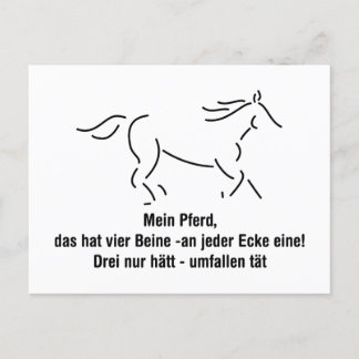 Mein Pferd das hat vier Beine Lustiger Spruch ポストカード