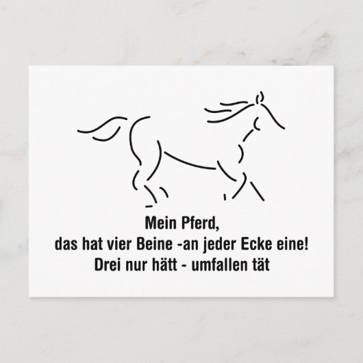 Mein Pferd das hat vier Beine Lustiger Spruch ポストカード (正面)