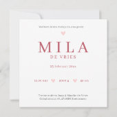 Meisje Roze Wieg Bloemen Waterverf Geboorte カード (裏面)