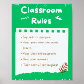 MEKIMI – 美しい印刷可能な教室のルール ポスター (正面)