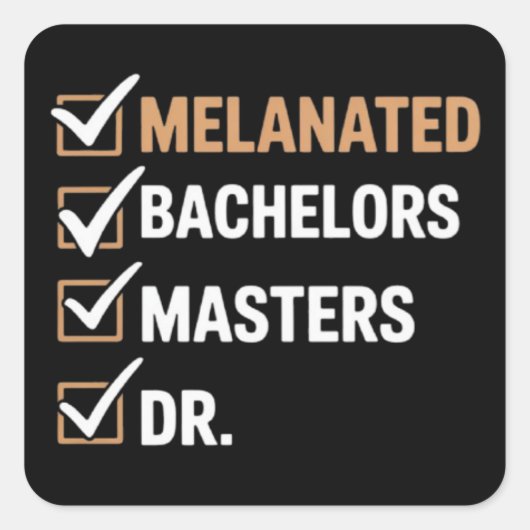 Melanated Doctorate Graduation PhD EDD Bachelor  スクエアシール (正面)