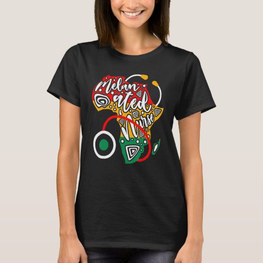 Melanated Nurse African Flag Stethoscope Black His Tシャツ (正面)