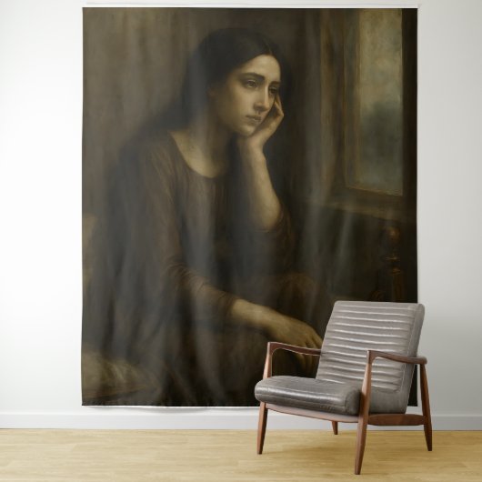 Melancholic Reflection – Timeless Classical Portr タペストリー (インサイチュ)