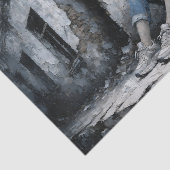 Melancholic Urban Woman Blue Gray Decoupage 薄葉紙 (詳細)