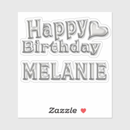 Melanie Happy Birthday silver Aufkleber Sticker シール (シート)
