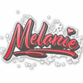 Melanie red Heart Graffiti Aufkleber Sticker シール (正面)