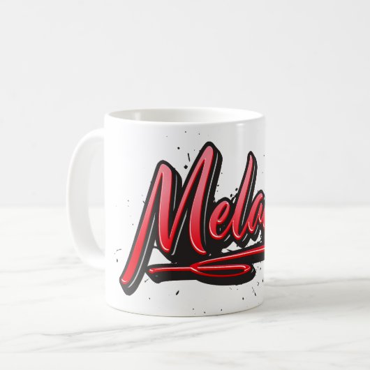 Melanie red Heart Graffiti Tasse Kaffeetasse コーヒーマグカップ (正面左)