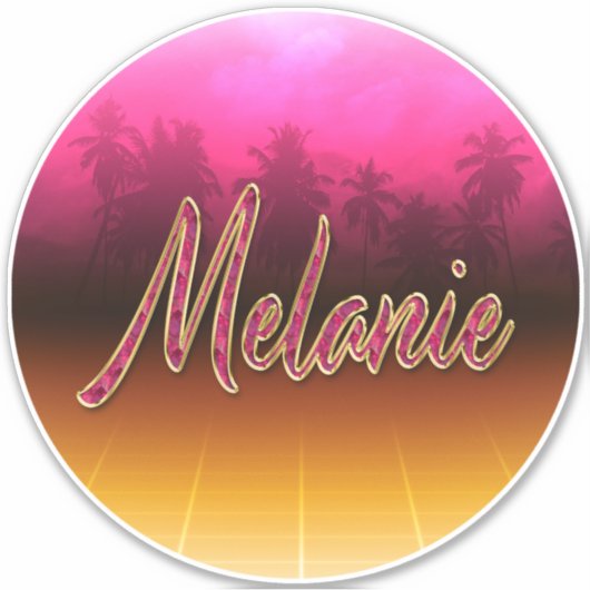 Melanie Vorname Name golden pink Aufkleber Sticker シール (正面)