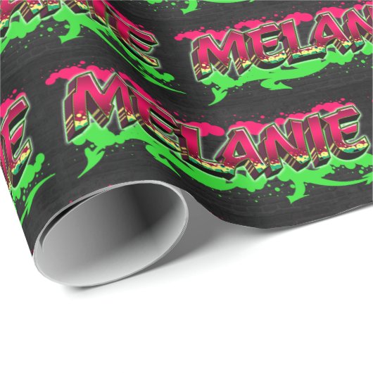 Melanie Vorname Name Graffiti red green ラッピングペーパー (ロールコーナー)