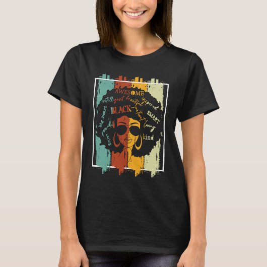 Melanin Afro African American Black Melanated Hist Tシャツ (正面)