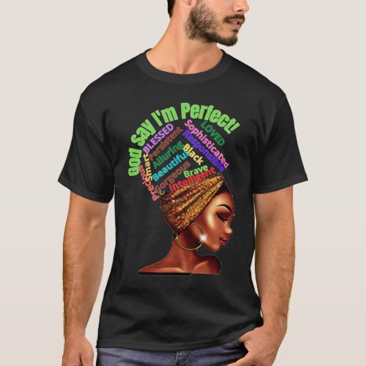 Melanin Afro Natural Hair Queen Cute Black Girl Ma Tシャツ (正面)