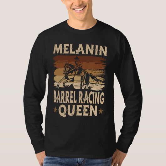 Melanin Barrel Racing Queen African American Rodeo Tシャツ (正面)