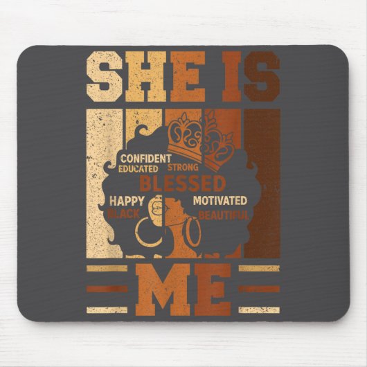 Melanin Blessed She Queen Beautiful Afro Black Me マウスパッド (正面)