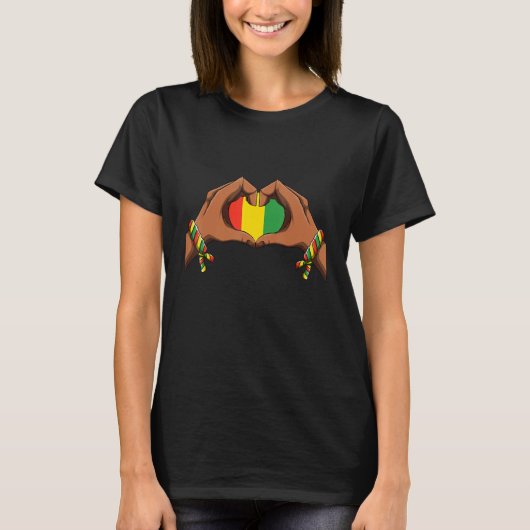 Melanin Hand Heart Black History BLM African Ameri Tシャツ (正面)