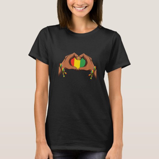 Melanin Hand Heart Black History BLM African Ameri Tシャツ (正面)