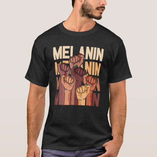Melanin Leaders Black History Month Power Fist Han Tシャツ (正面)