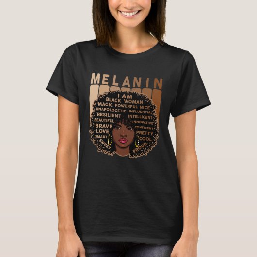 Melanin Queen African American Strong Black Natura Tシャツ (正面)