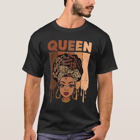 Melanin Queen African American Strong Black Natura Tシャツ (正面)