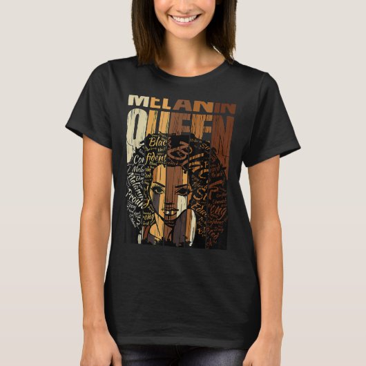 Melanin Queen Black History Month Afro African Pri Tシャツ (正面)