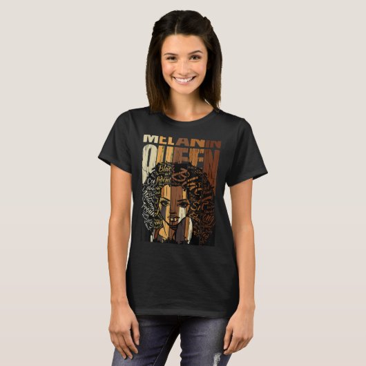 Melanin Queen Black History Month Afro African Pri Tシャツ (正面フル)