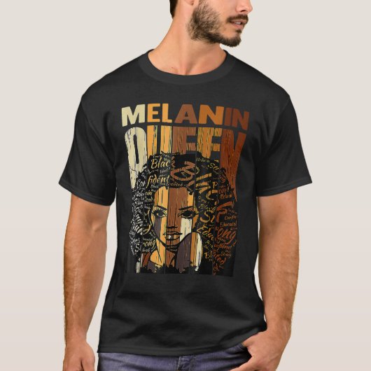 Melanin Queen Black History Month Afro African Pri Tシャツ (正面)