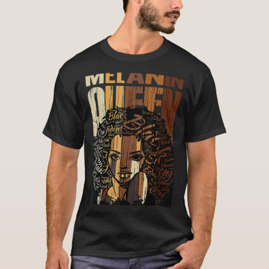 Melanin Queen Black History Month Afro African Pri Tシャツ (正面)