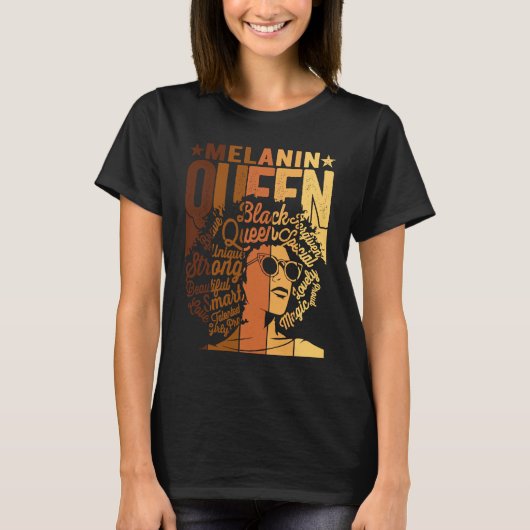 Melanin Queen BLM African American Strong Black Na Tシャツ (正面)