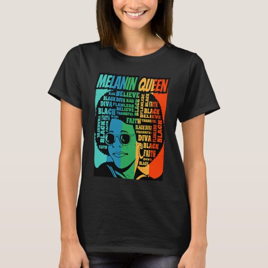 Melanin Queen Hair Lyrics Pride BHM Tシャツ (正面)