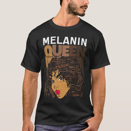Melanin Queen Proud Black Queen Afro Women African Tシャツ (正面)