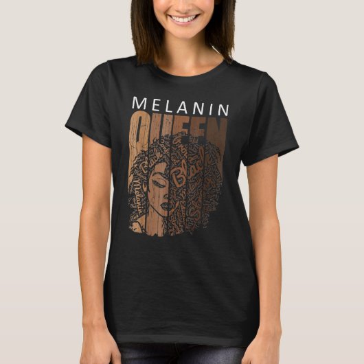 Melanin Queen Tee African American Strong Black Na Tシャツ (正面)
