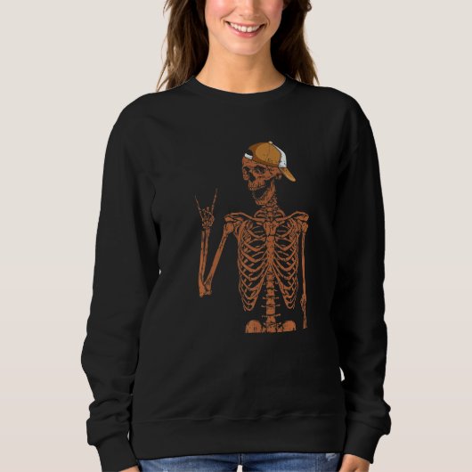 Melanin Skeleton Rock Hand Black History Month BLM スウェットシャツ (正面)