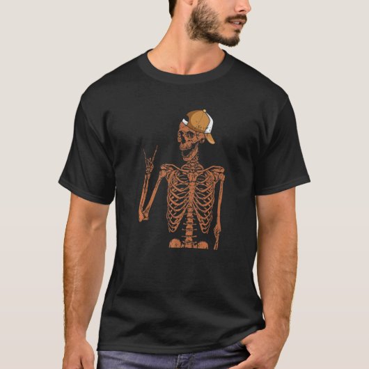 Melanin Skeleton Rock Hand Black History Month BLM Tシャツ (正面)