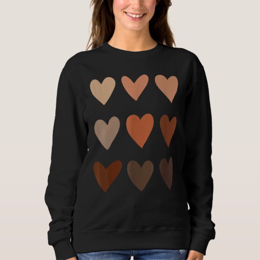 Melanin Skin Tone Hearts, Be Kind, Black History M スウェットシャツ (正面)