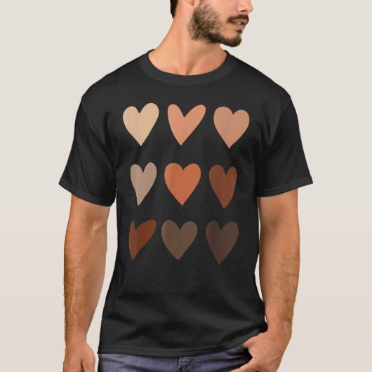 Melanin Skin Tone Hearts, Be Kind, Black History M Tシャツ (正面)