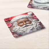 Melanin Xmas Black Christmas Sant Claus Bruh Sista スクエアペーパーコースター (アングル)