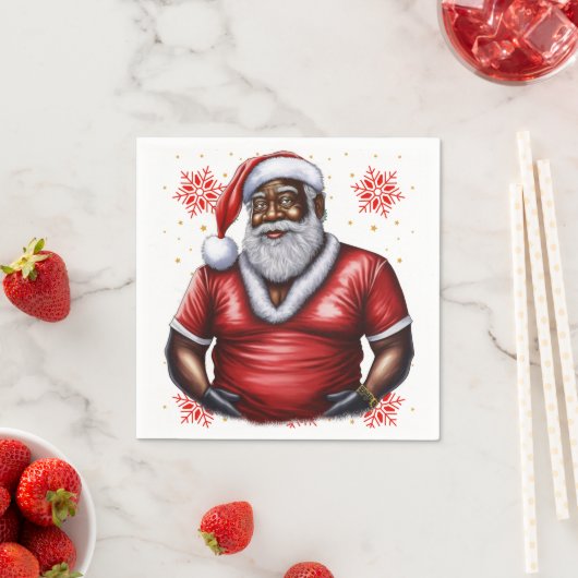 Melanin Xmas Black Christmas Sant Claus Bruh Sista スタンダードカクテルナプキン (インサイチュ)