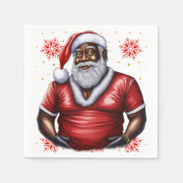 Melanin Xmas Black Christmas Sant Claus Bruh Sista スタンダードカクテルナプキン