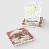 Melanin Xmas Black Christmas Sant Claus Bruh Sista ストーンコースター (横)